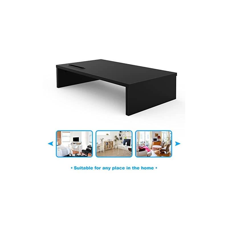 Wood Monitor Stand Riser Desk TV Shelf with Cellphone Holder Ergonomic Laptop Printer Stand with Cable Management for Laptop Computer Notebook iMac PC 167 inches Black