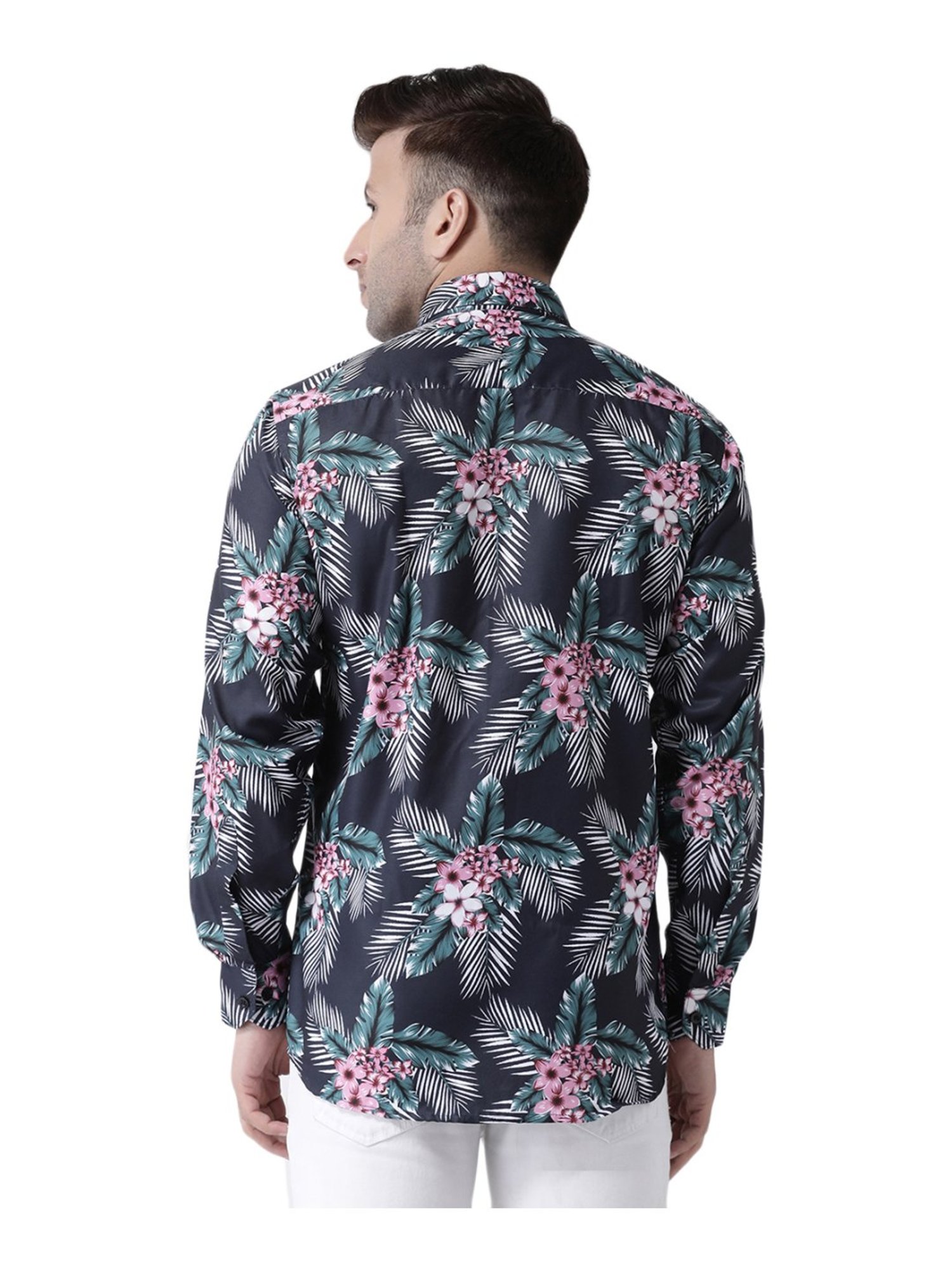 Hang Up Black & Green Cotton Slim Fit Printed Shirt