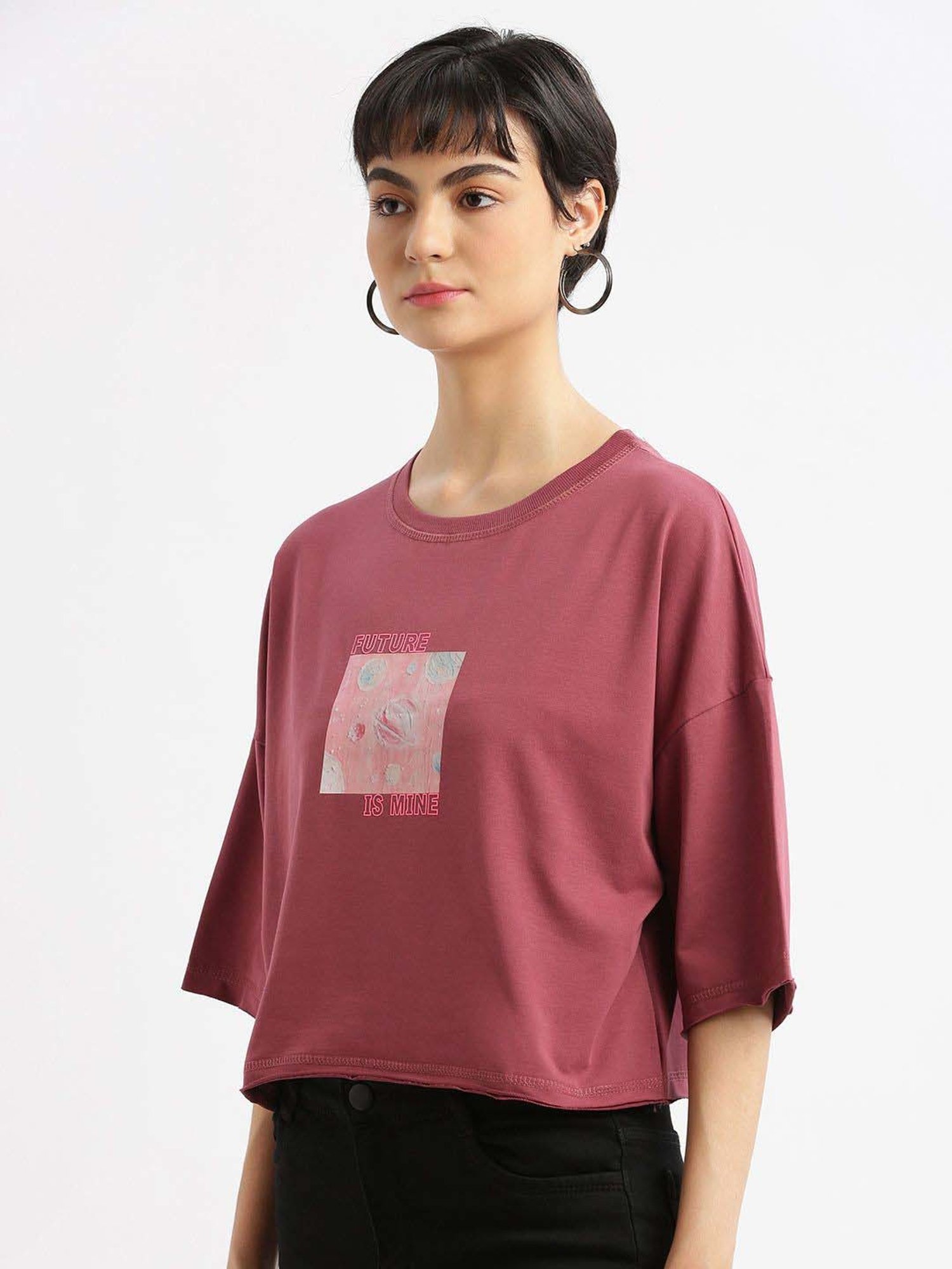 SHOWOFF Pink Cotton Printed T-Shirt