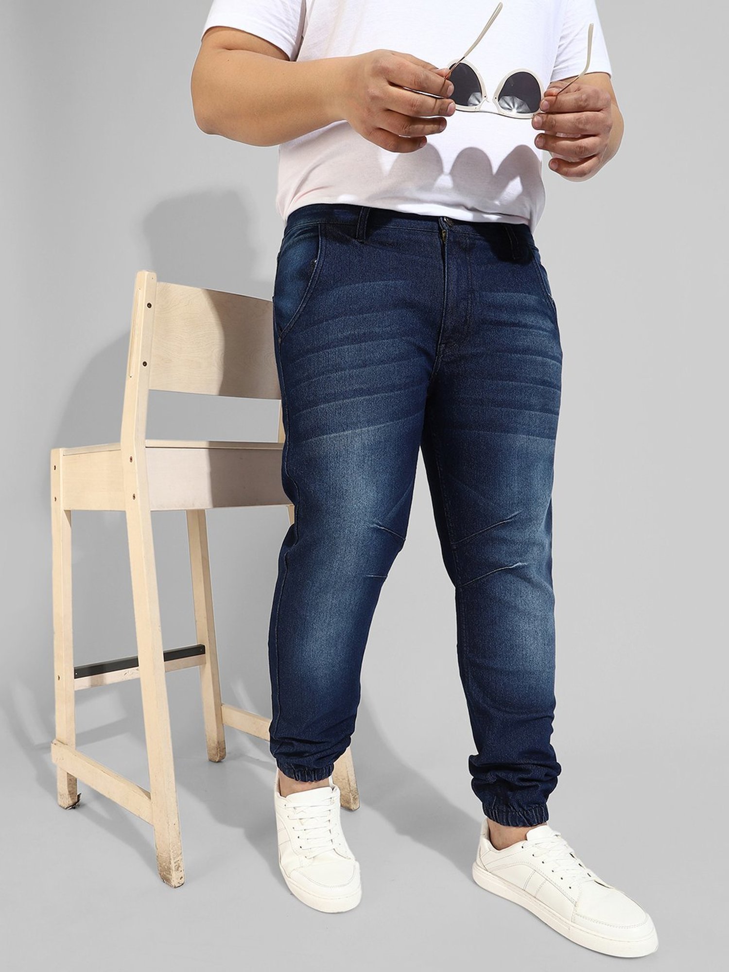 Instafab Plus Blue Regular fit Plus Size Jogger Jeans
