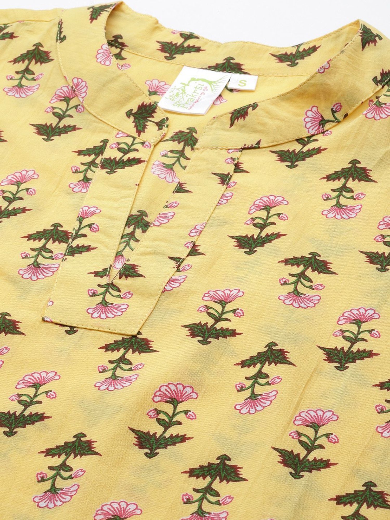 Prakrti Yellow Cotton Printed Top Shorts Set