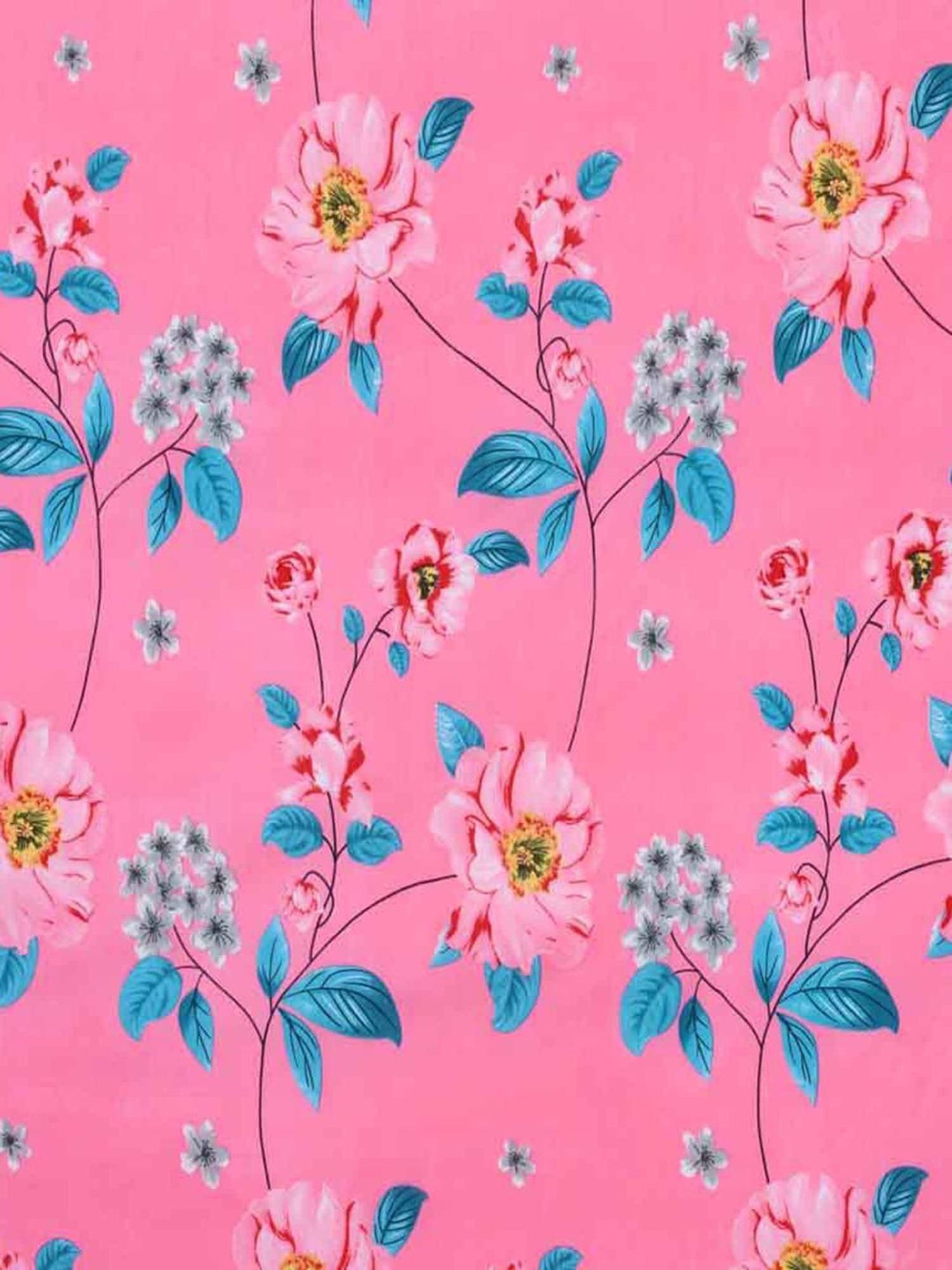 @home Utopia Bloom Floral Pink 110 GSM Cotton Blend Double Bed Sheet with 2 Pillow Covers