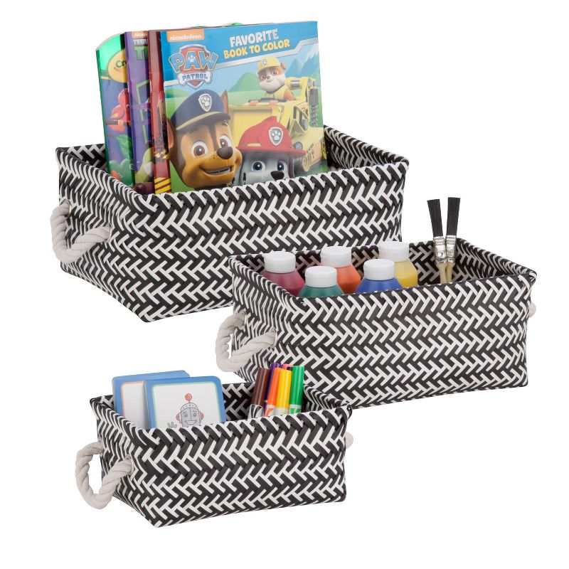Honey-Can-Do Set Of 3 Zig Zag Baskets Black