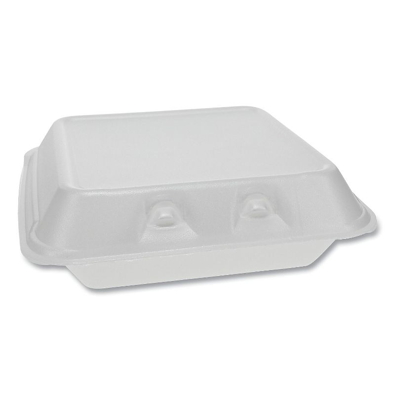 Pactiv Foam Hinged Containers, Small, 7.5 x 8 x 2.63, 1-Compartment, White YHLW07010000