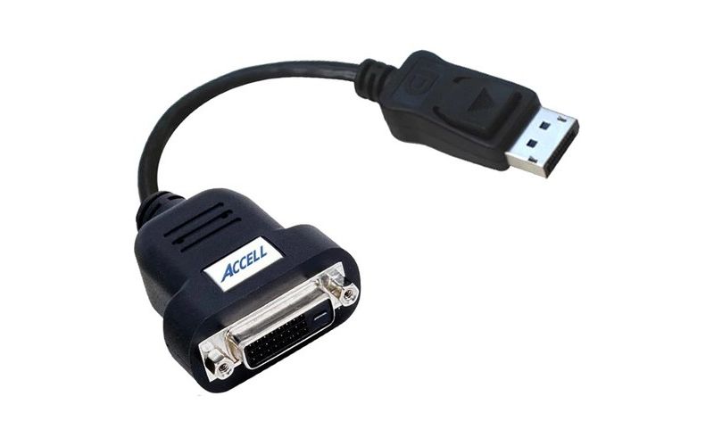 Accell UltraAV DisplayPort to DVI-D Active Single-Link Adapter - DisplayPort/DVI-D A/V Cable for PC, Notebook, Computer, Monitor, Projector, TV, HDTV
