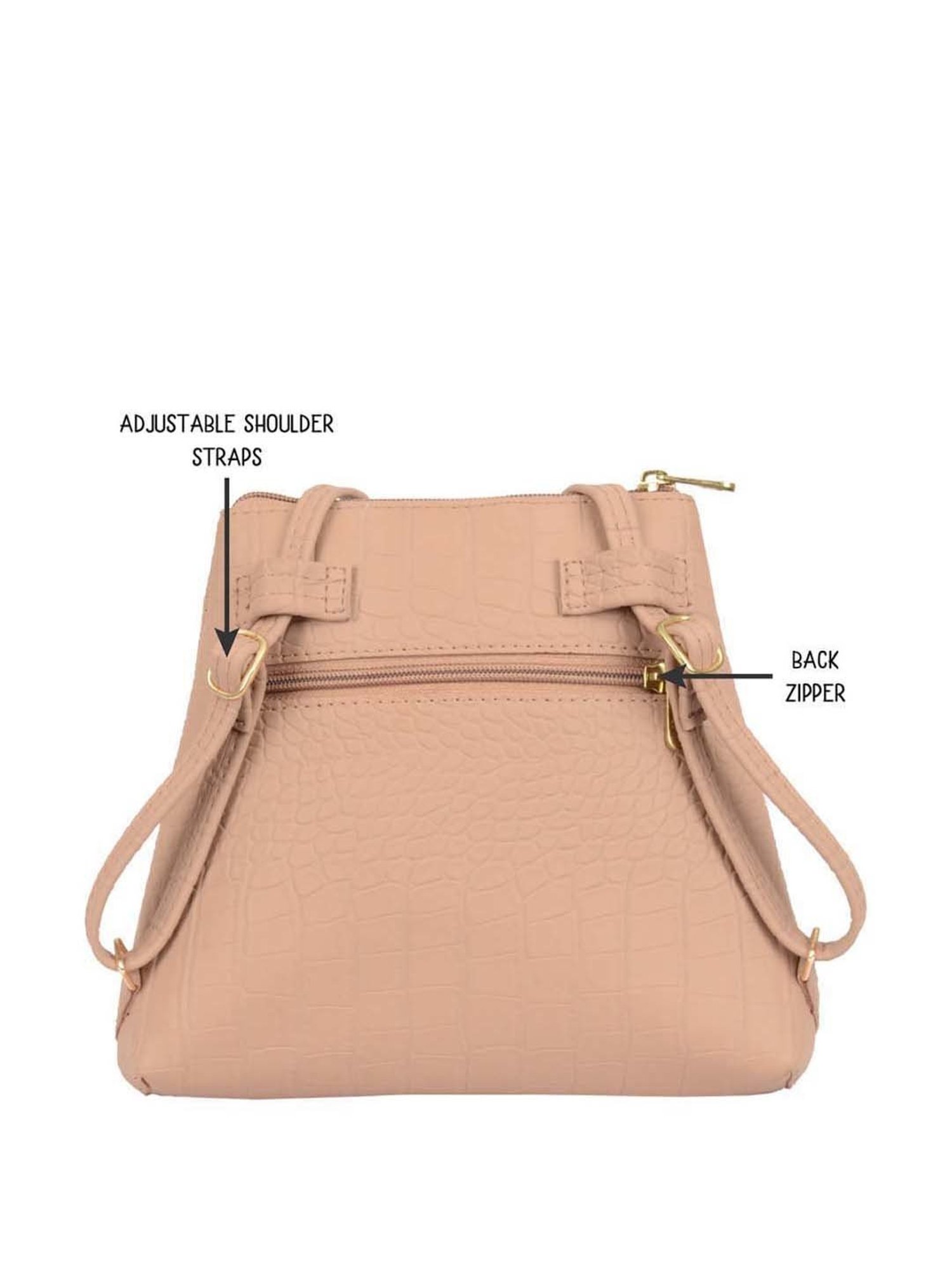 Baggit Mauve Textured Small Convertible Backpack