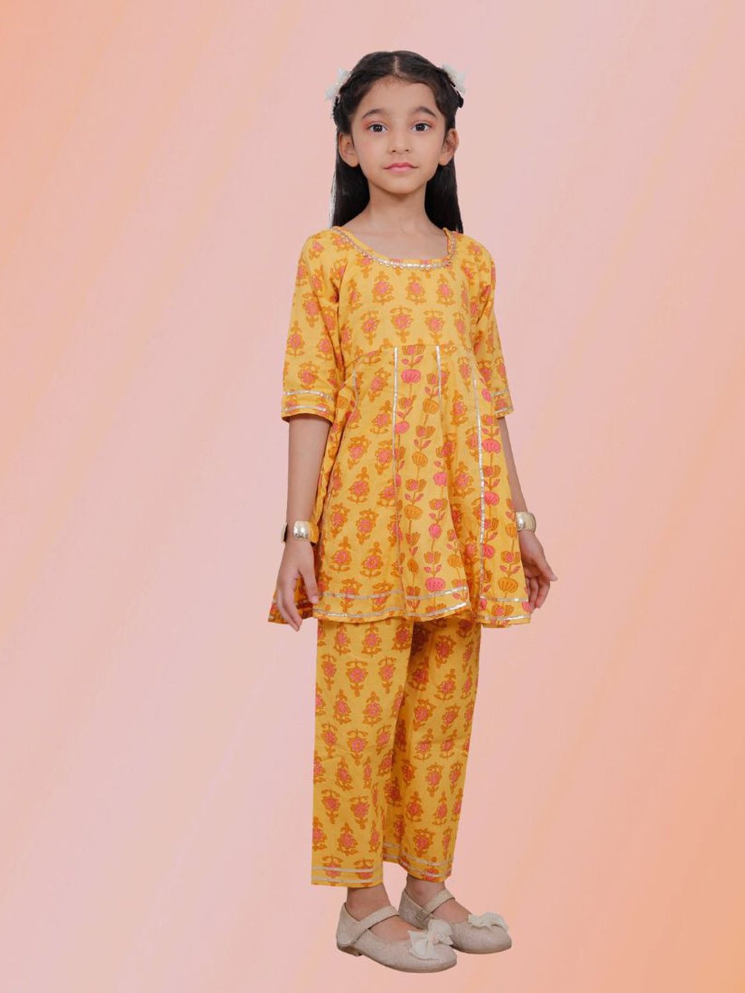 Many Frocks Kids Blue Embellished Top with Plazzos