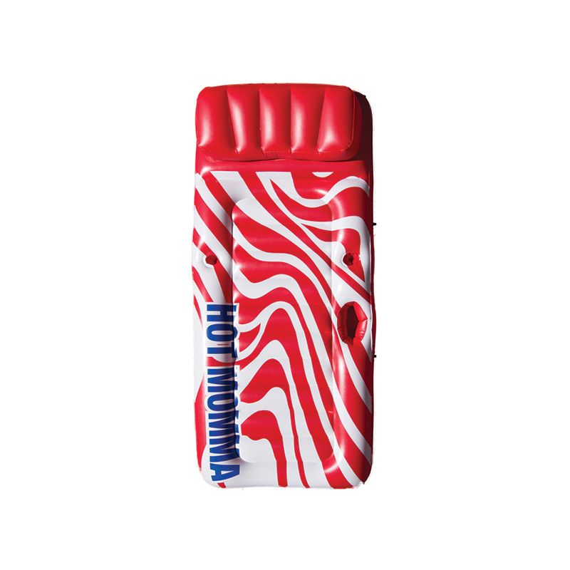 Swim Central 82" Hot Momma Inflatable 1-Person Swimming Pool Lounge with Snack and Beverage Pockets - Red/White