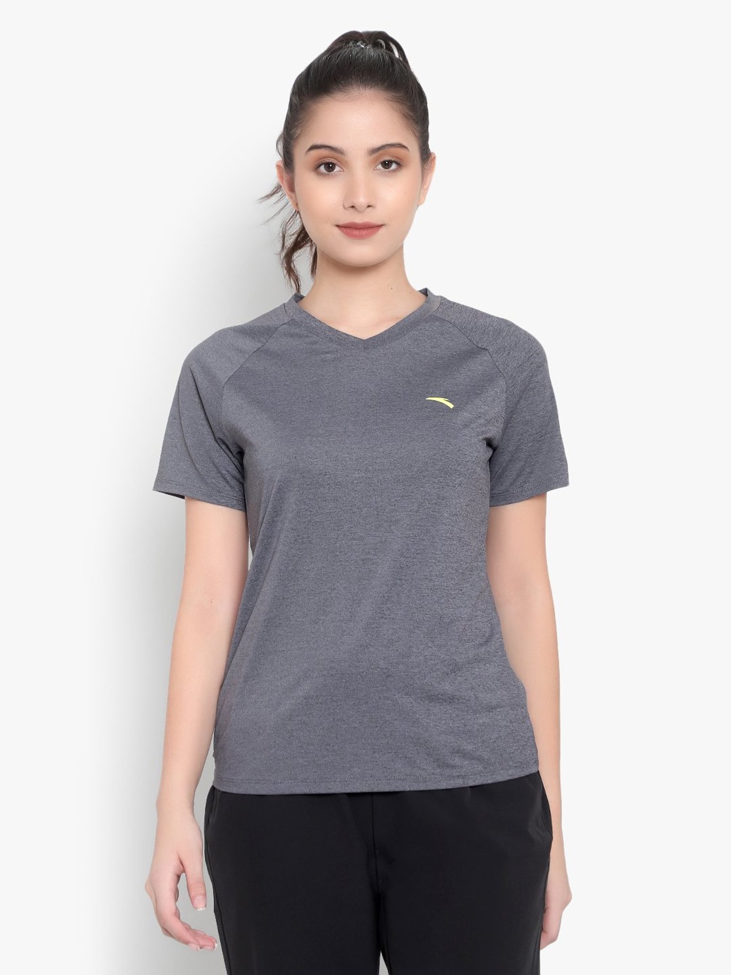 Anta Grey Regular Fit Sports T-Shirt