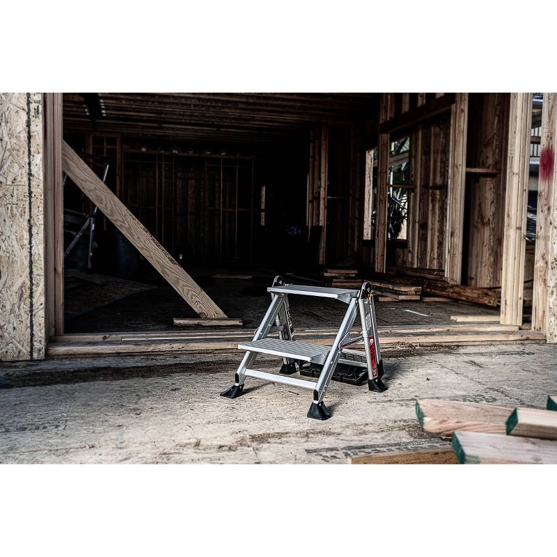 Little Giant Ladder Systems 2-step ANSI Type IAA 375 lb rated Aluminum Stepstool with handrail Gray