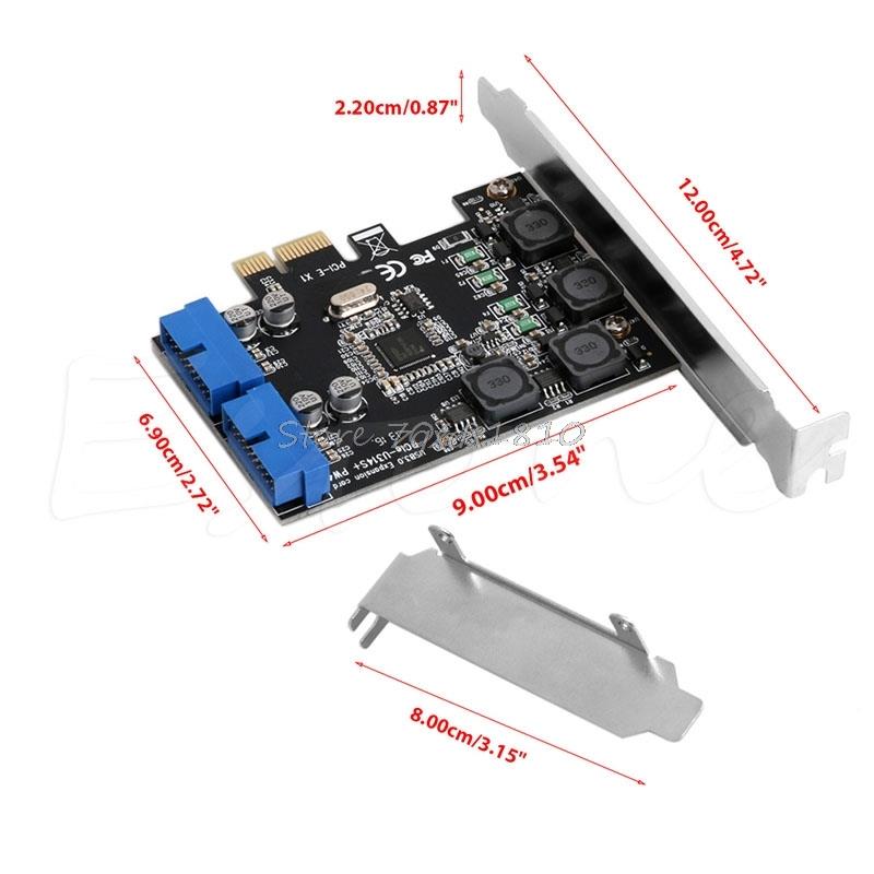 5Gbps Low Profile Bracket Internal 2 ports 19Pin USB 3.0 Card PCI-e to PCI 20Pin Male Ports Adapter Extender Card For Desktop
