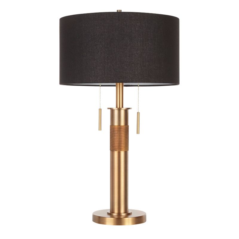 Trophy Industrial Table Lamp with Linen Shade (Includes LED Light Bulb) Black - LumiSource