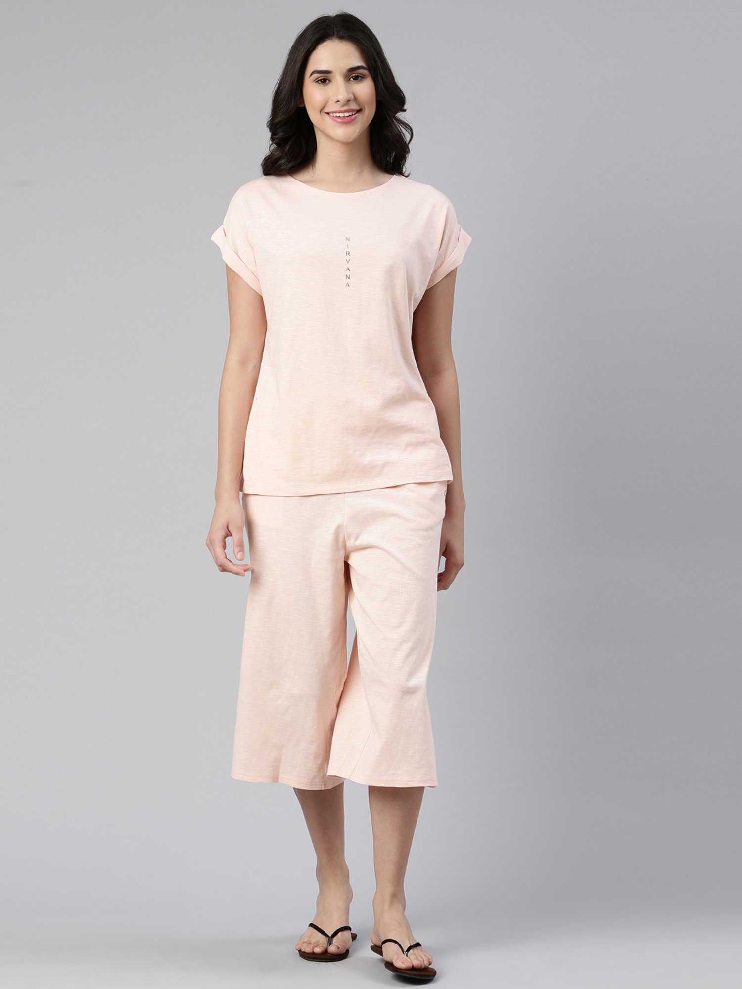 Enamor Pink Cotton Graphic Print T-Shirt