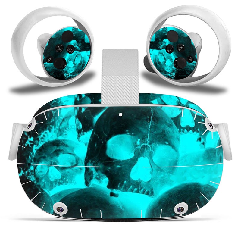 Amify Vinyl Skin Sticker for Oculus Quest 2 VR Headset Controller PVC Decals Cute Cartoon Wrap Cover for Oculus Quest 2 Accessories