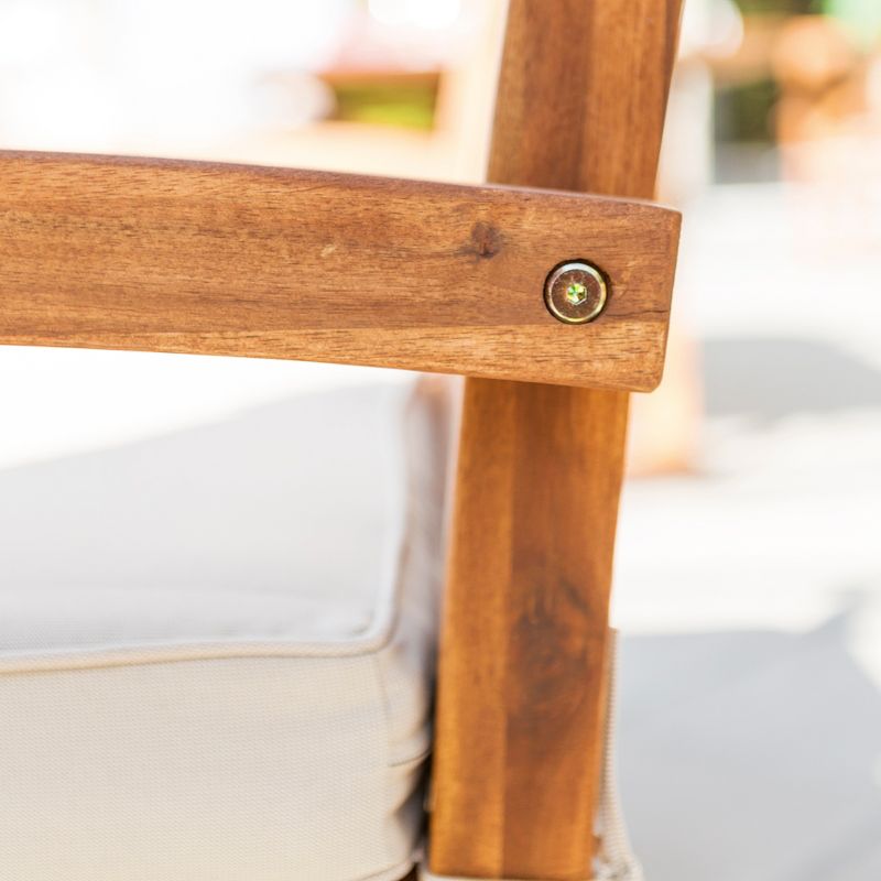 Acacia Wood X-Back Love Seat with Cushions Brown - Saracina Home