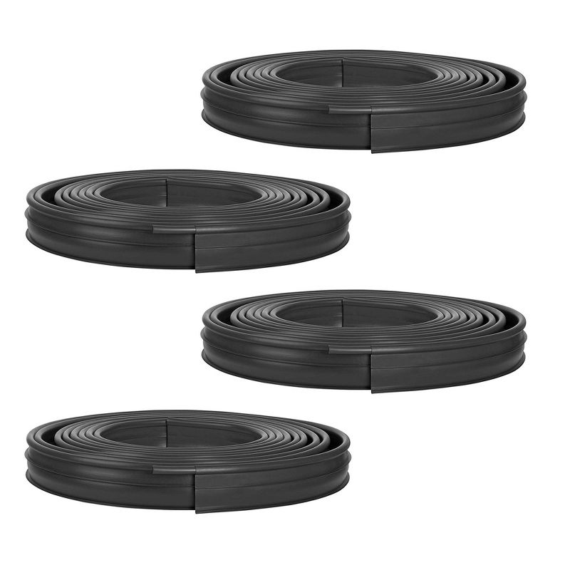 Suncast Professional Grade Dig In 60 Foot Landscape Edging Roll, Black (4 Pack)