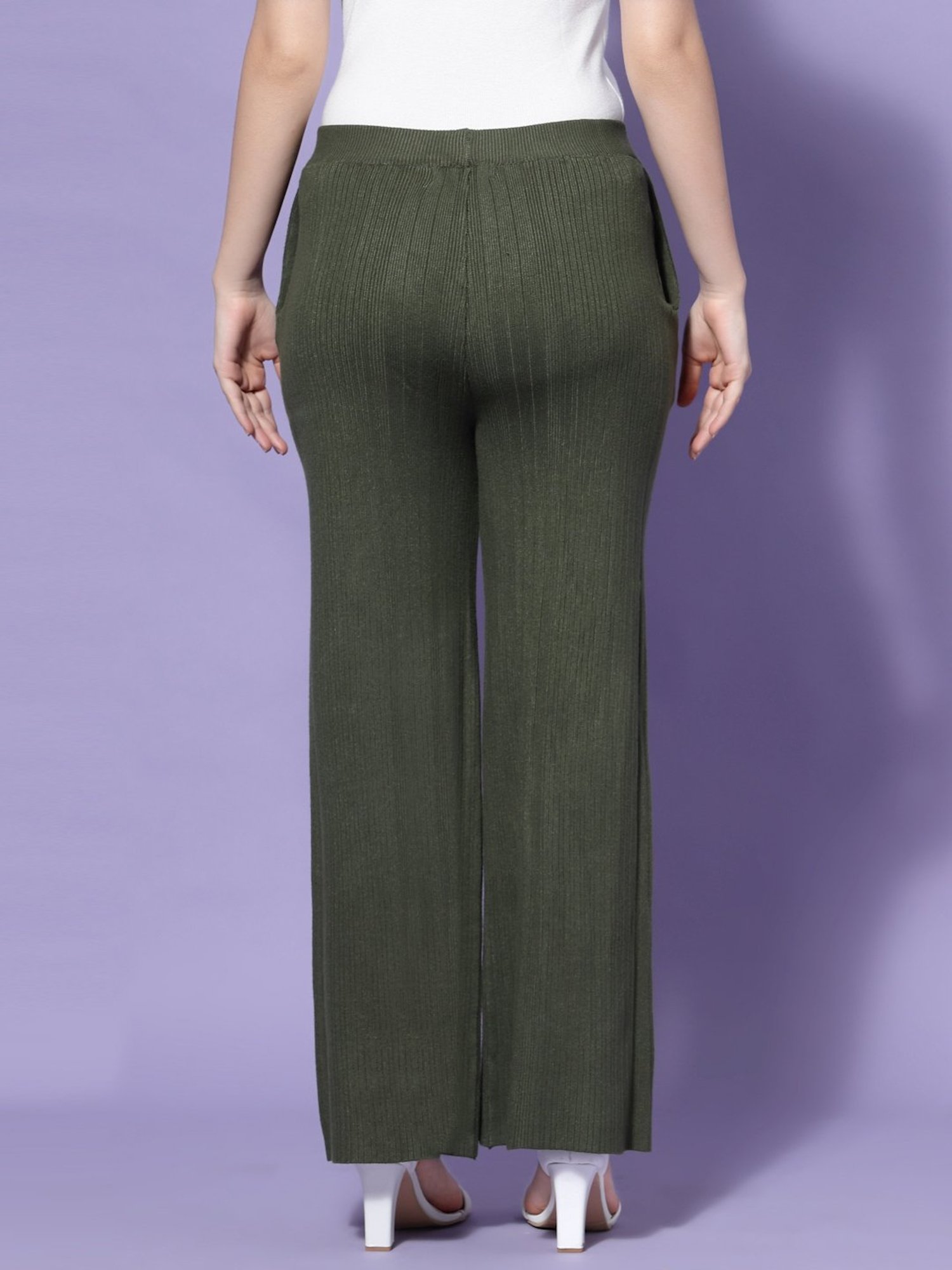 Mafadeny Green Self Pattern Palazzos