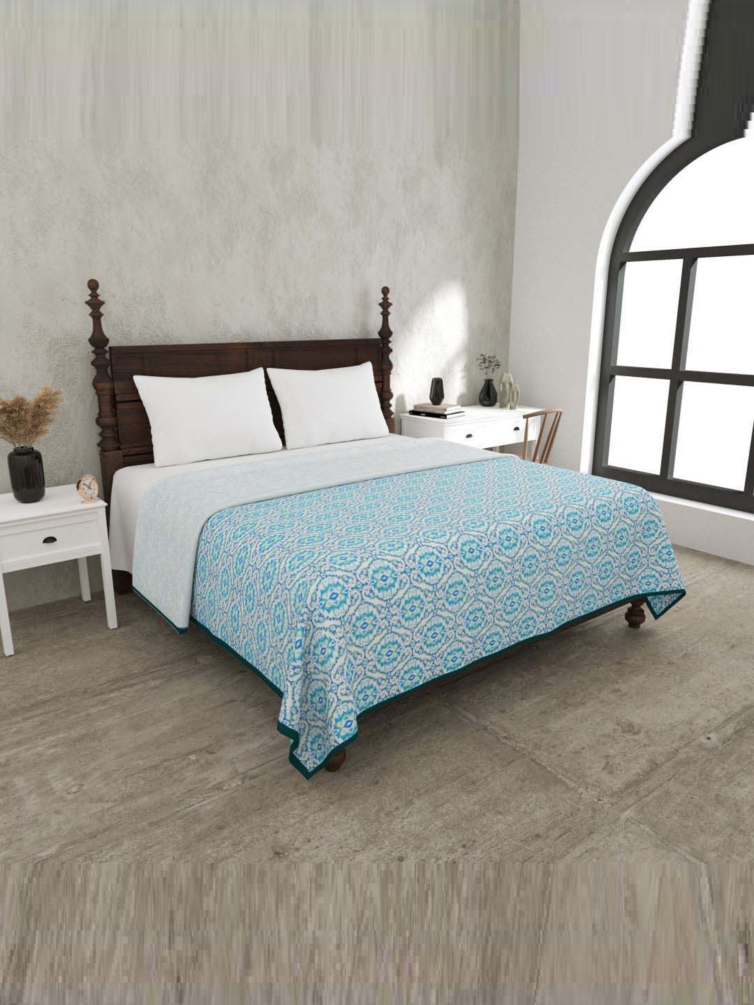 JaipurFabric Arctic Blue Mulmul Cotton 150 GSM Reversible Ac Dohar