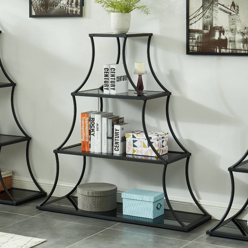 50.63" Kurry 4 Shelves Bookcase Sand Black - miBasics