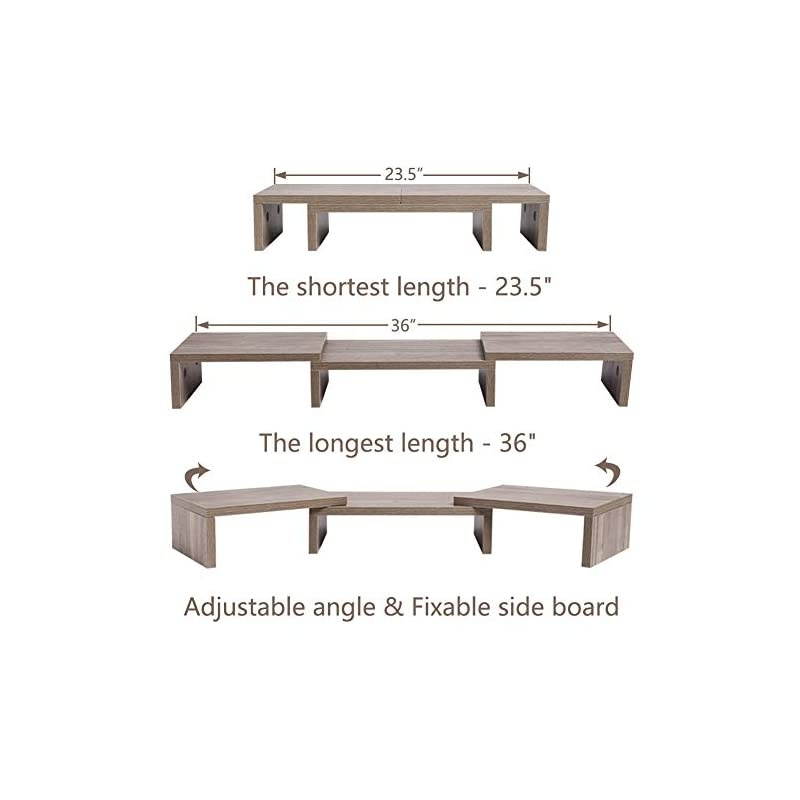 Monitor Stand Riser Adjustable Screen Stand for Laptop ComputerTVPC Multifunctional Desktop Organizer Cream Gray