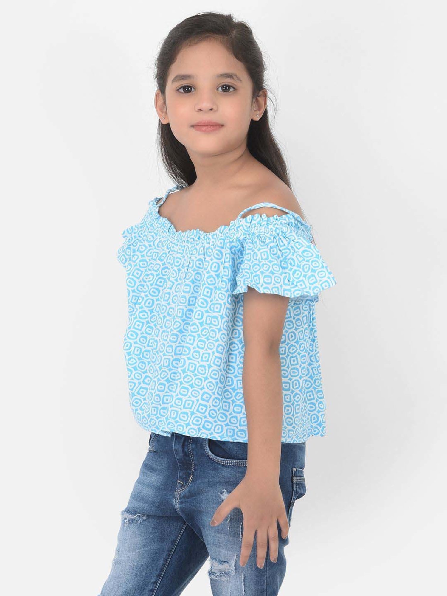 Crimsoune Club Kids Blue & White Printed Top