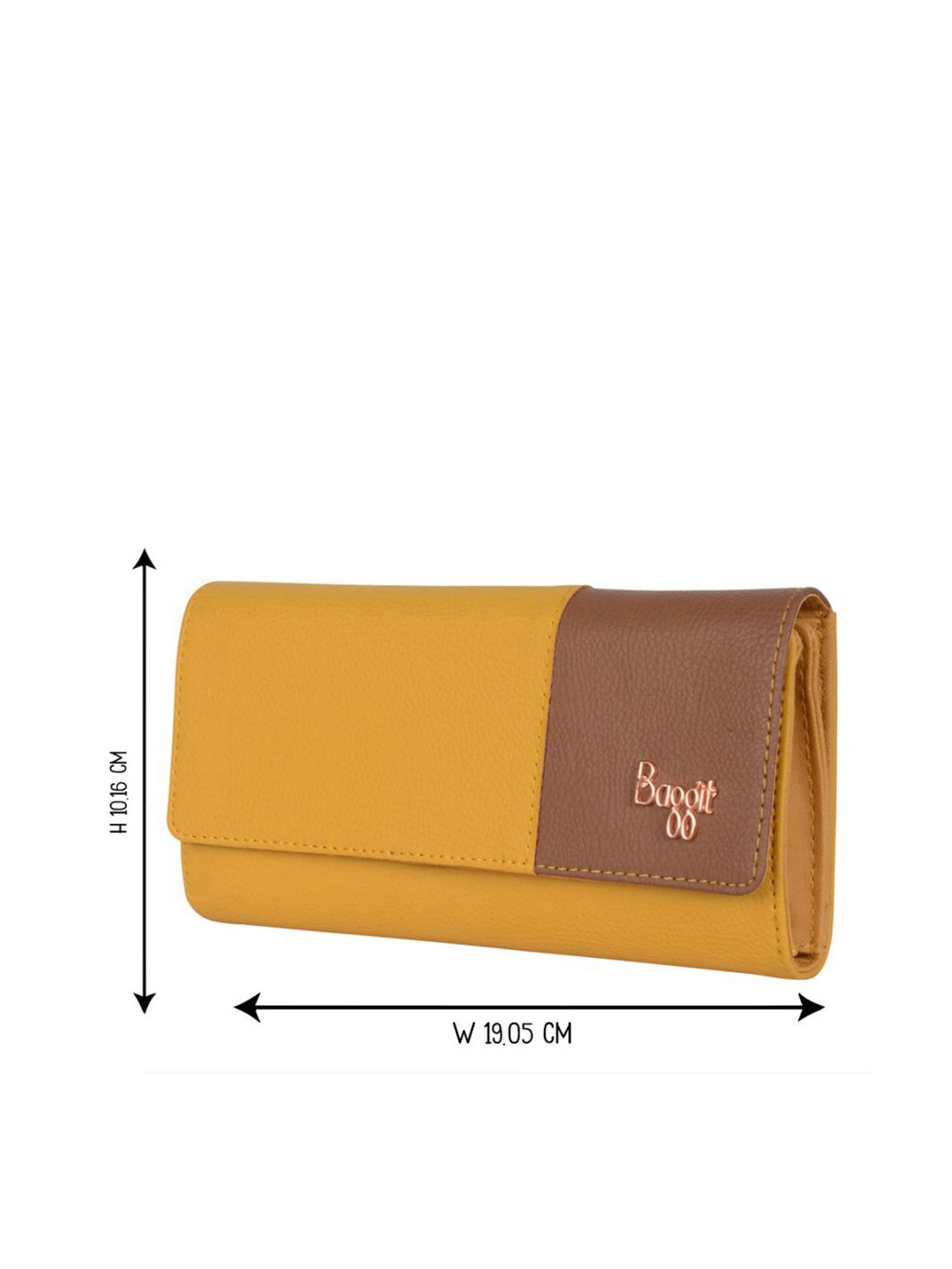 Baggit Yellow Color Block Tri-Fold Wallet for Women