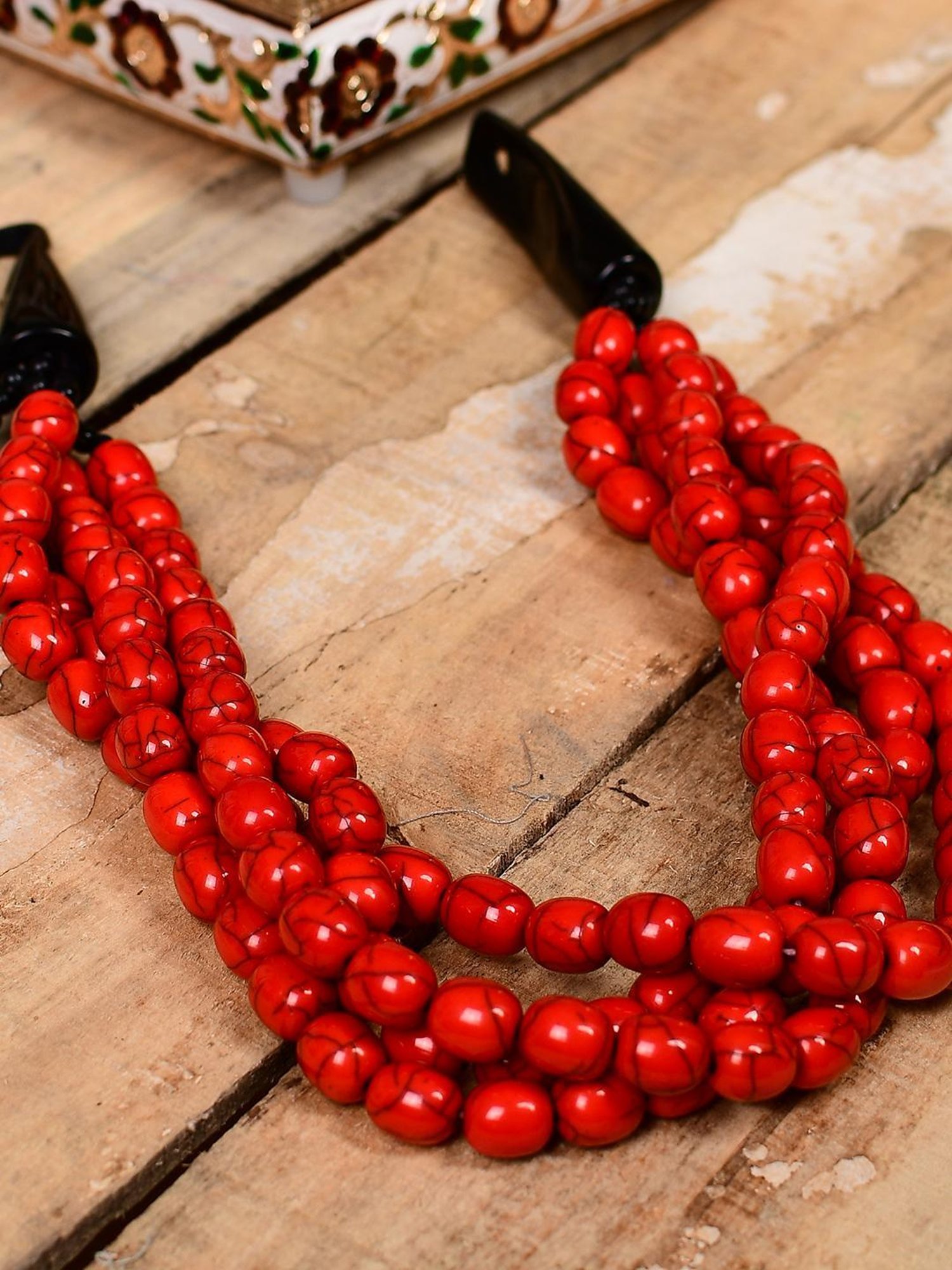 Imli Street Red Resin Beaded Handcrafted Tribal Necklace