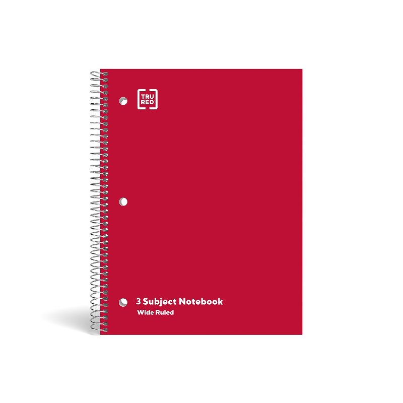 Staples 3 Subject Notebook 8" x 10.5" Wide Ruled 120 Sh. Asst 3/PK 280347