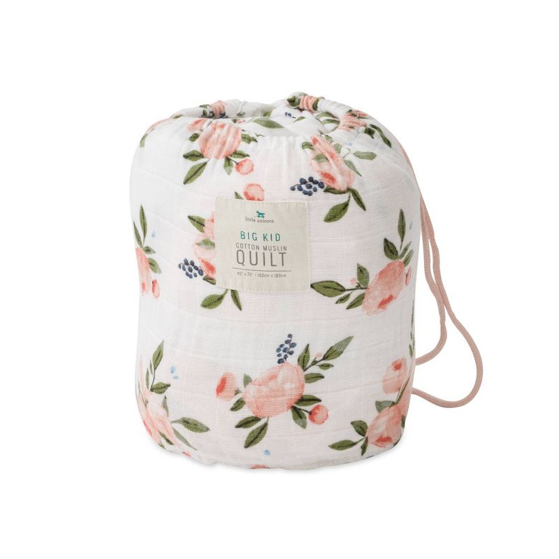 Little Unicorn Big Kid Cotton Muslin Quilt - Watercolor Roses XL