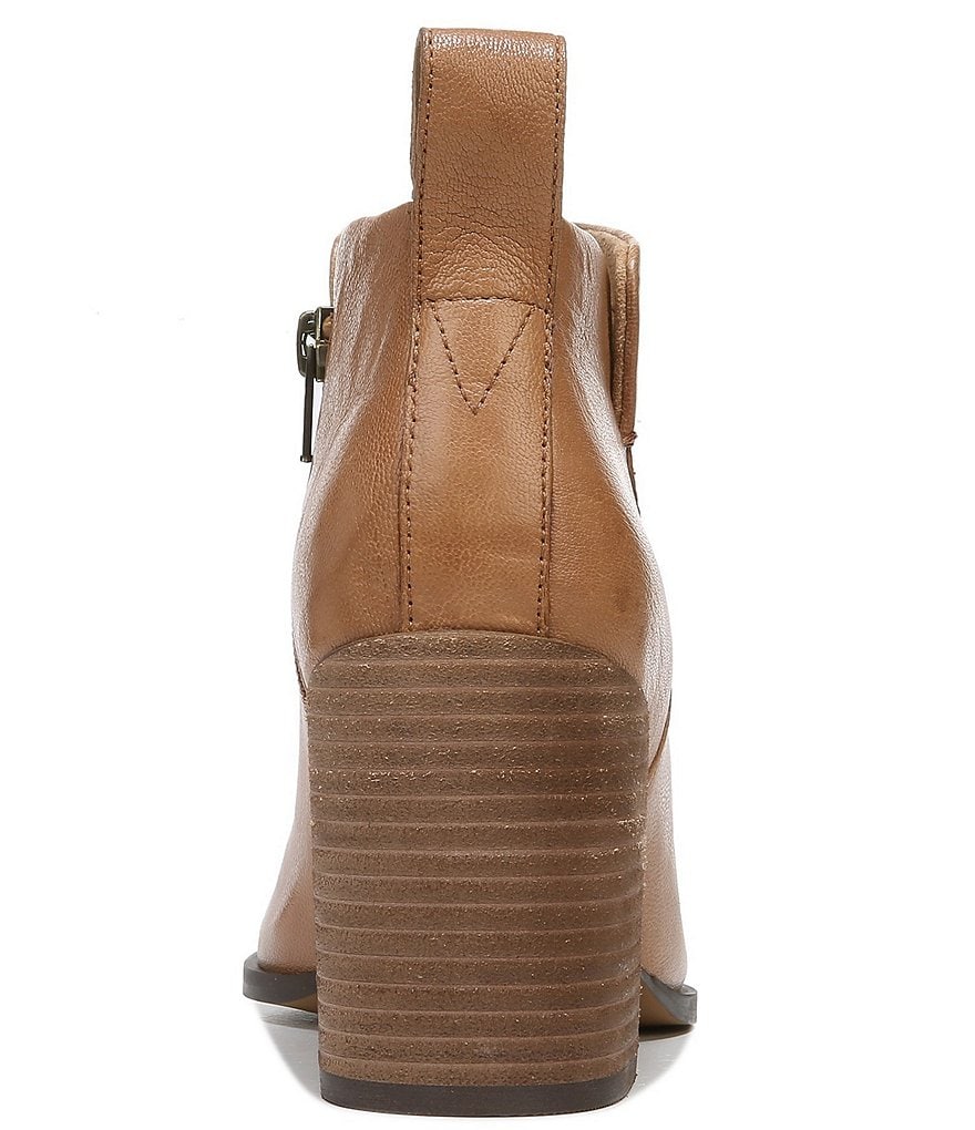 Vionic Lyssa Distressed Leather Square Toe Block Heel Booties