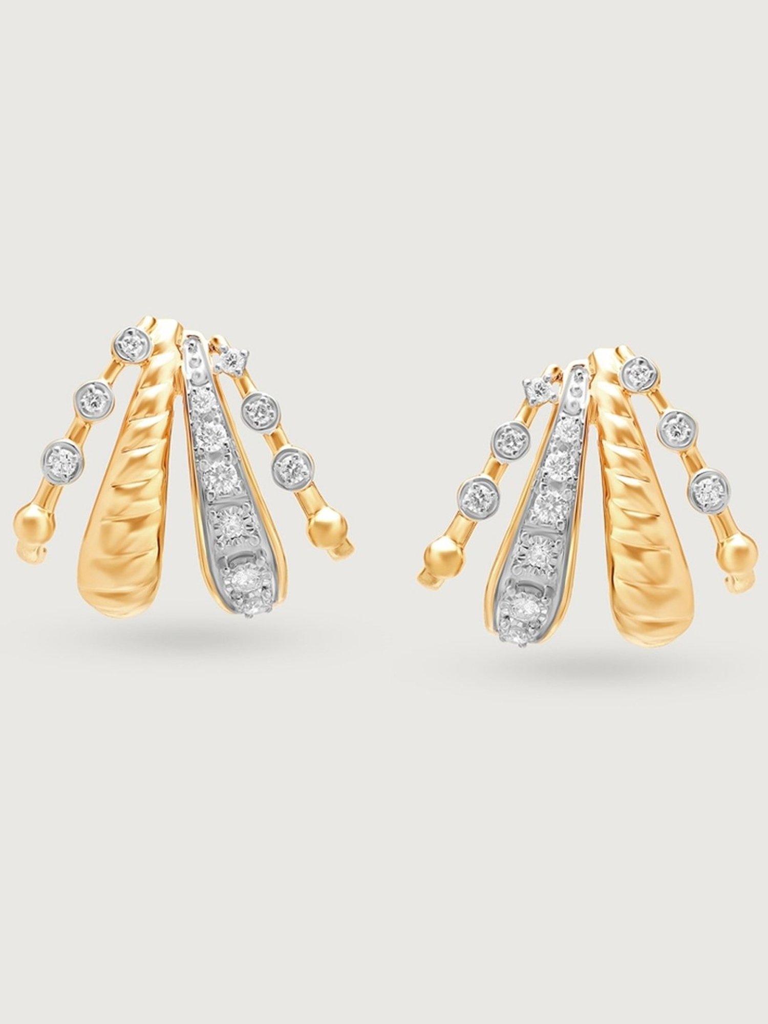 Mia by Tanishq Dazzling Trails 14k Gold & Diamond Hoop Earrings