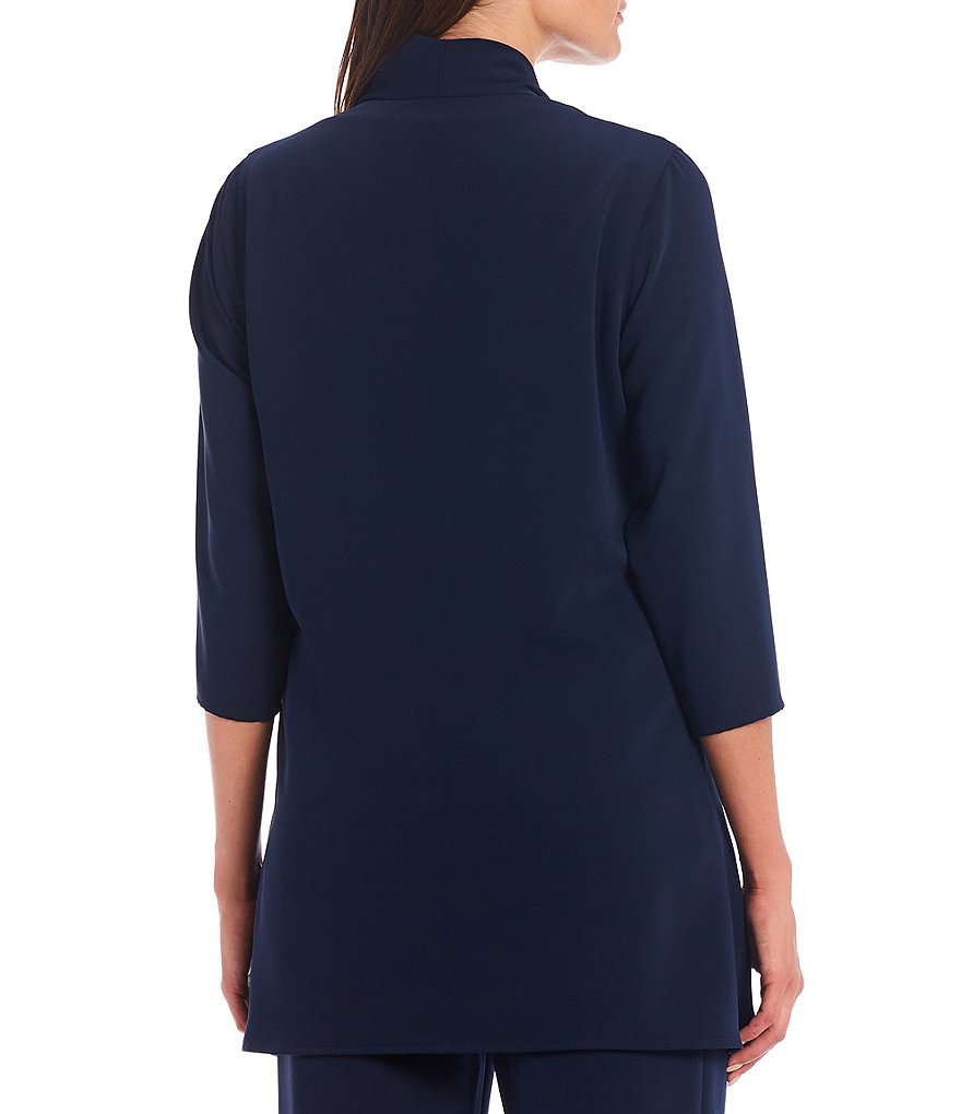 Caroline Rose Matte Crepe Open-Front Side Drape Jacket