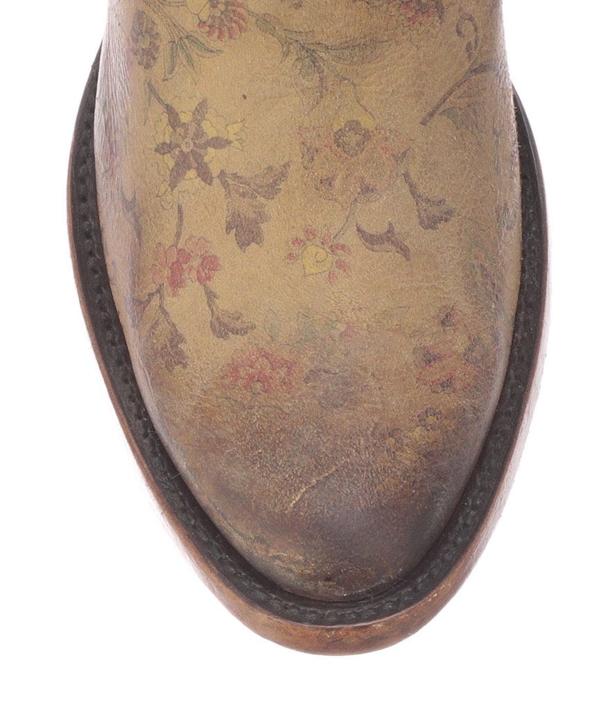 Lucchese Harley Studded Floral Print Western Moto Booties