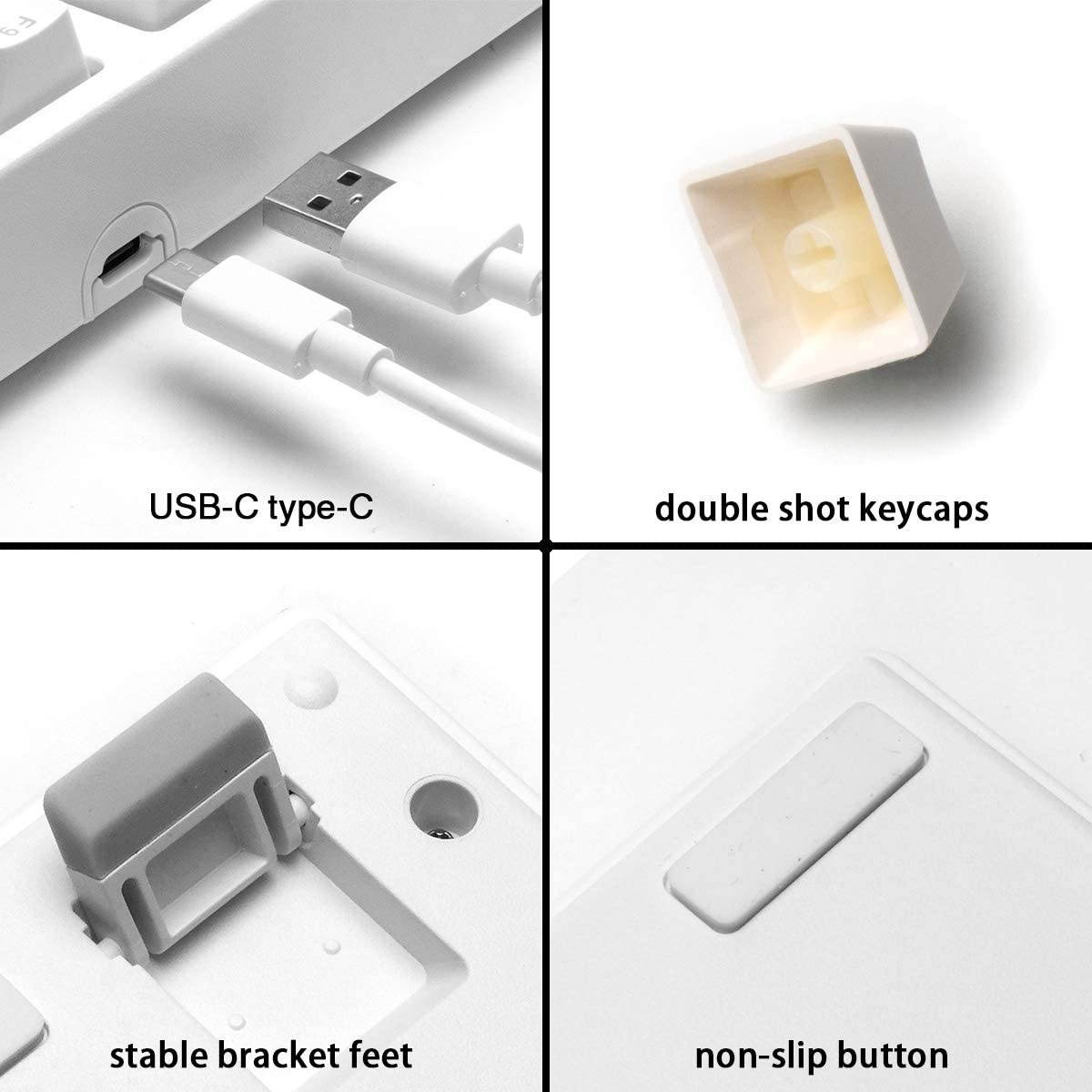 Mechanical Keyboard Brown Switches, Velocifire VM02WS Wireless Full Size Keyboard with Brown Switches White Backlit & High Battery Lasting for Copywriters, Typists, Programmer(White)