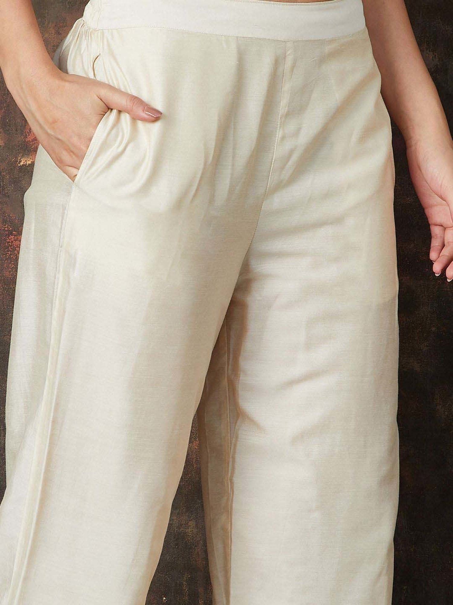 Melange by Lifestyle Off-White Embroidered Kurta Pant Set With Dupatta