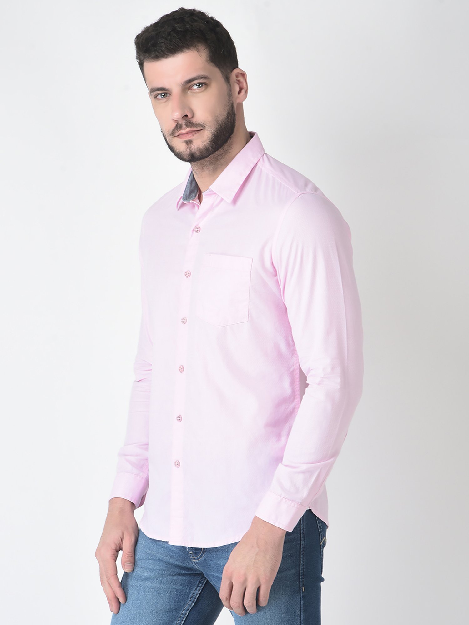 NUMERO UNO Light Pink Slim Fit Shirt