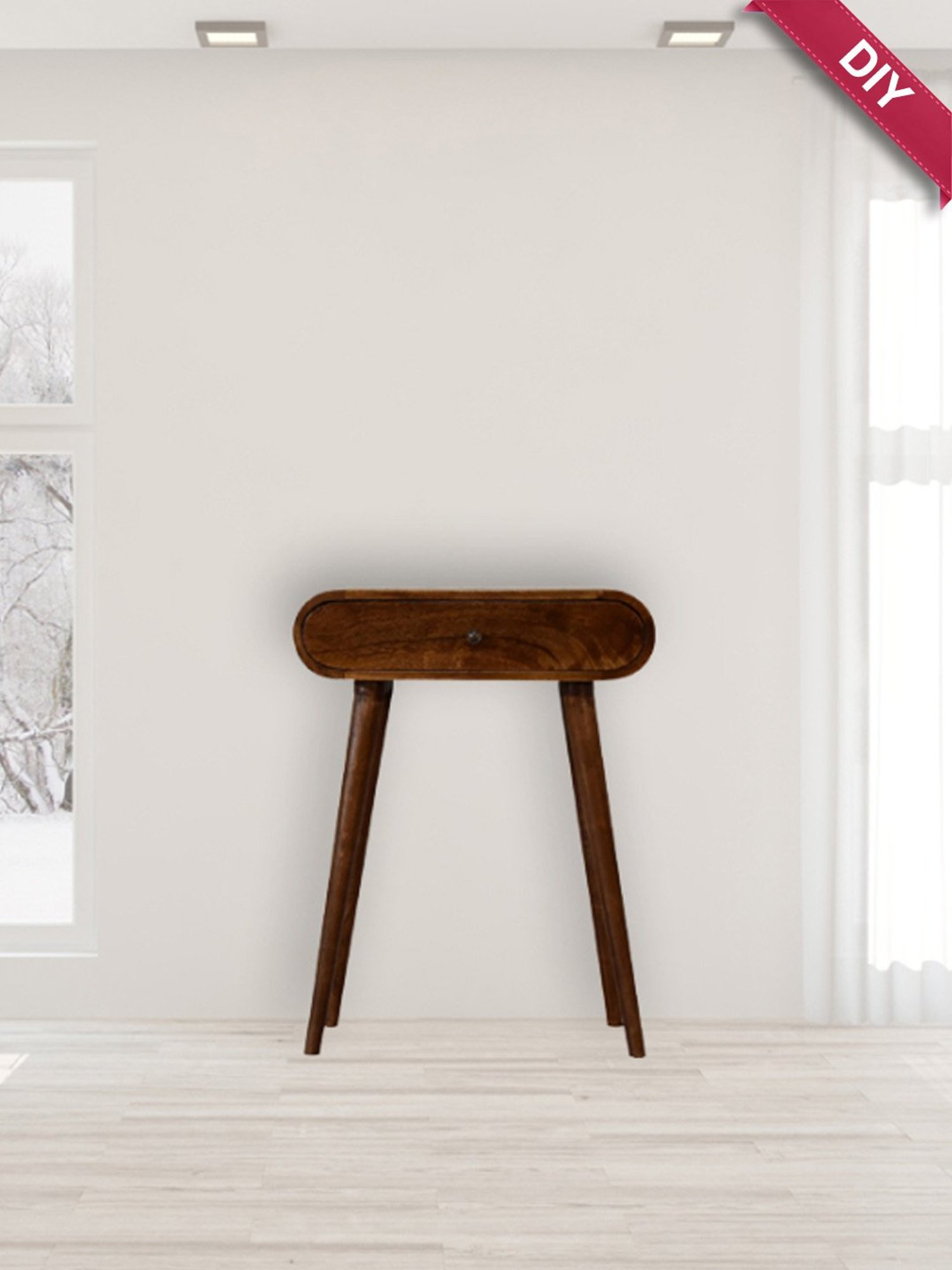 Artisan Furniture Mini Rounded Chestnut Brown Wood Console Table