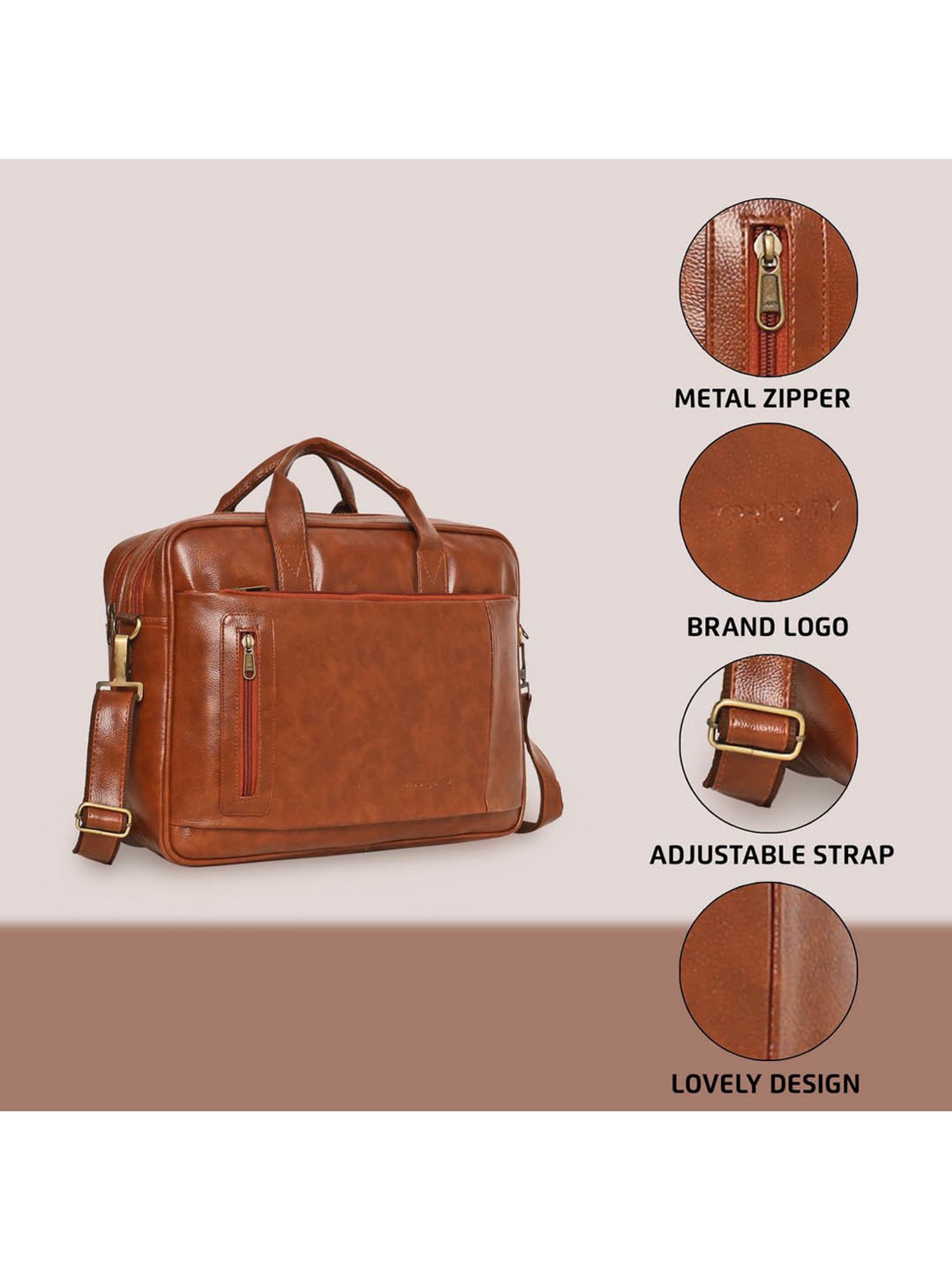 Priority Tan Synthetic Large Messenger Bag