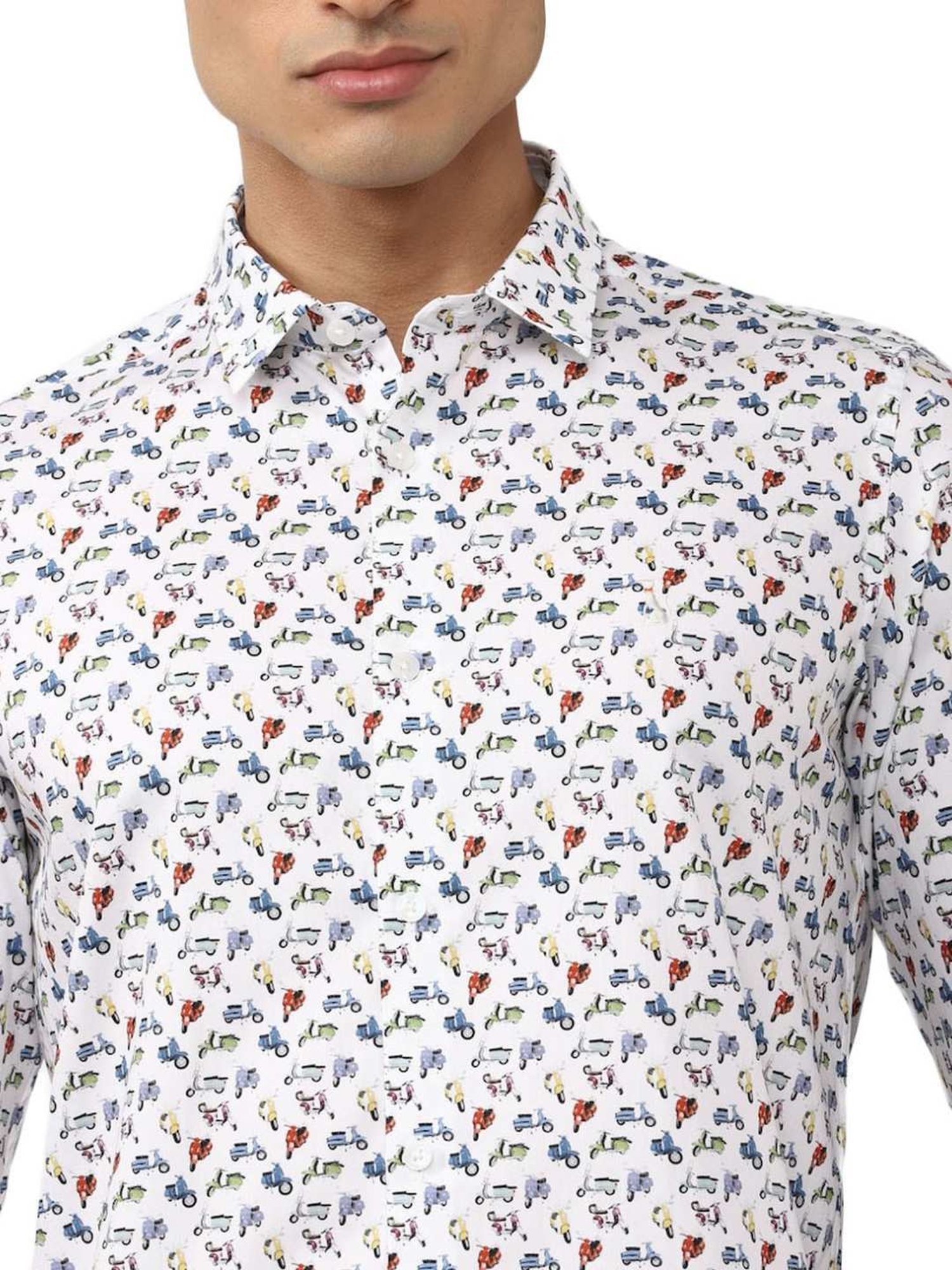 Simon Carter London White Printed Slim Fit Shirt