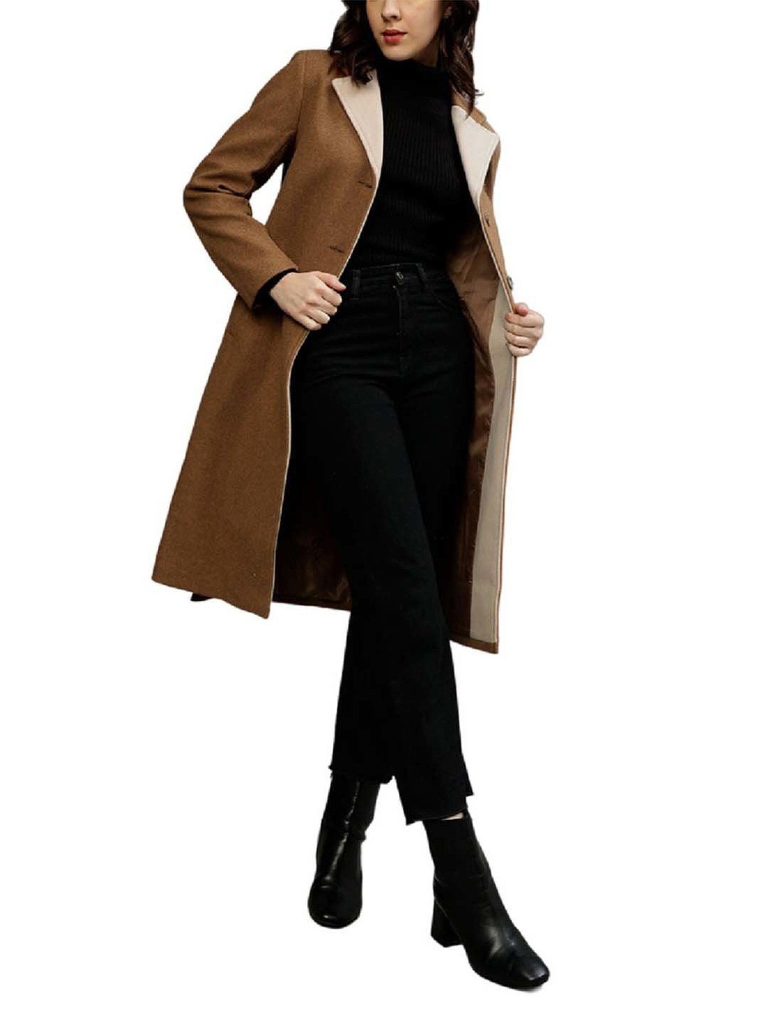 Elle Brown Relaxed Fit Formal Coat