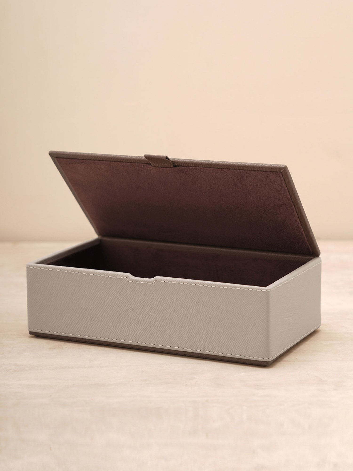 Pure Home and Living Beige Leather Solid Storage Boxes