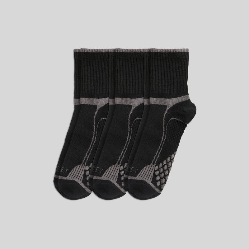 Jockey Generation™ Men's Diamond Cushion Comfort Friction Free 3pk Athletic Quarter Socks - Black/Charcoal Gray 7-12