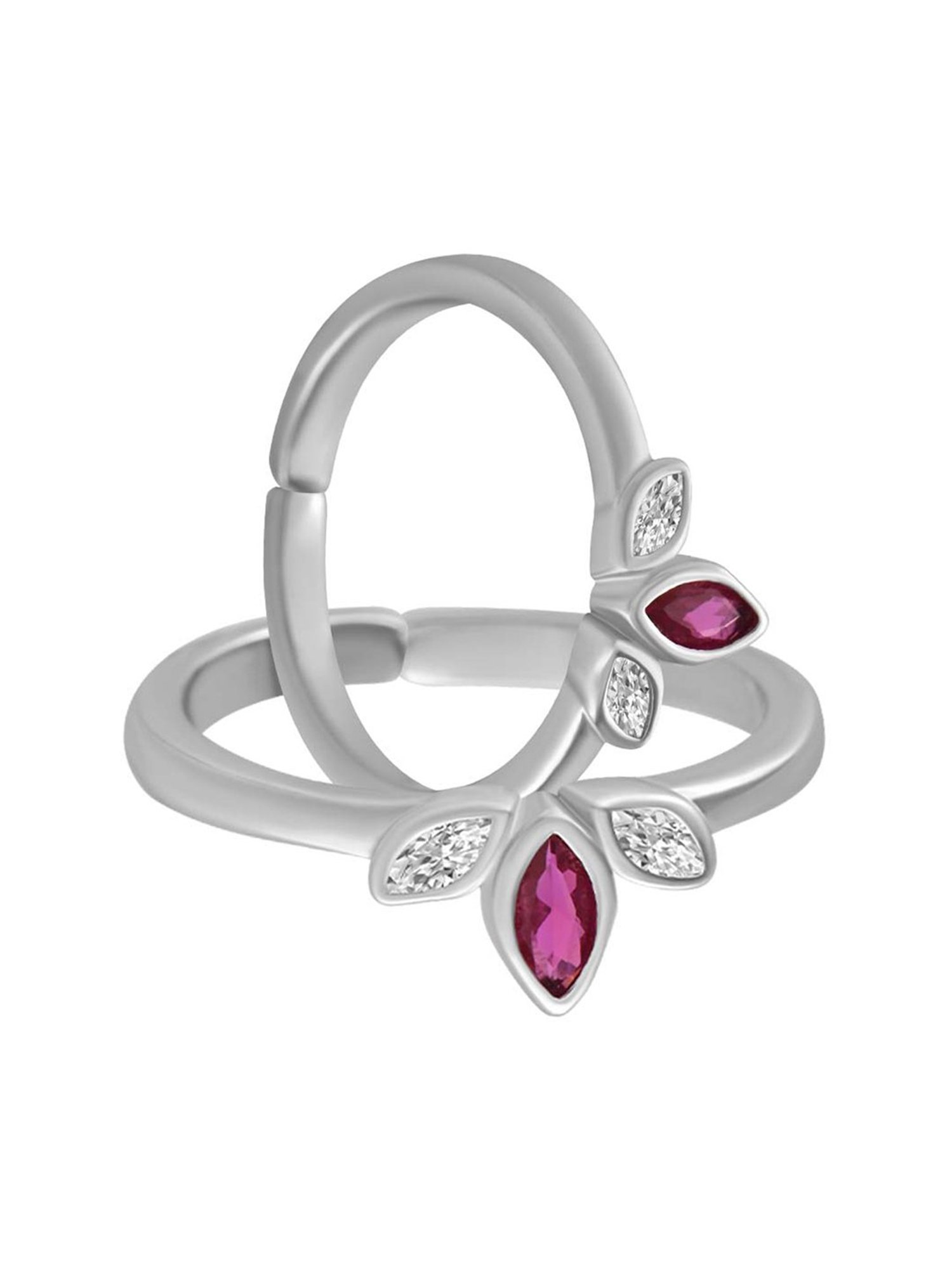 Rihi by P.C. Chandra Jewellers 925 Silver Pink Studded Motif Toe-Rings for Women & Girls