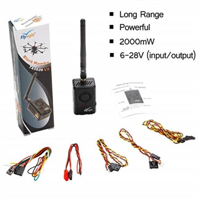 flysight black mamba 5.8ghz 2w fpv vtx transmitter 2000mw fpv long range video transmitter wireless 40ch rc av pushbutton long