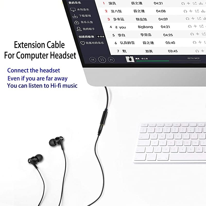 35mm Male to Female Stereo Audio Extension Adapter Cable 2M