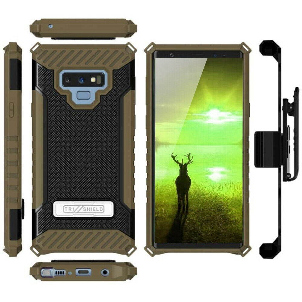 For  Galaxy Note 9 Case Metal Kickstand Holster +Full Coverage TPU Screen