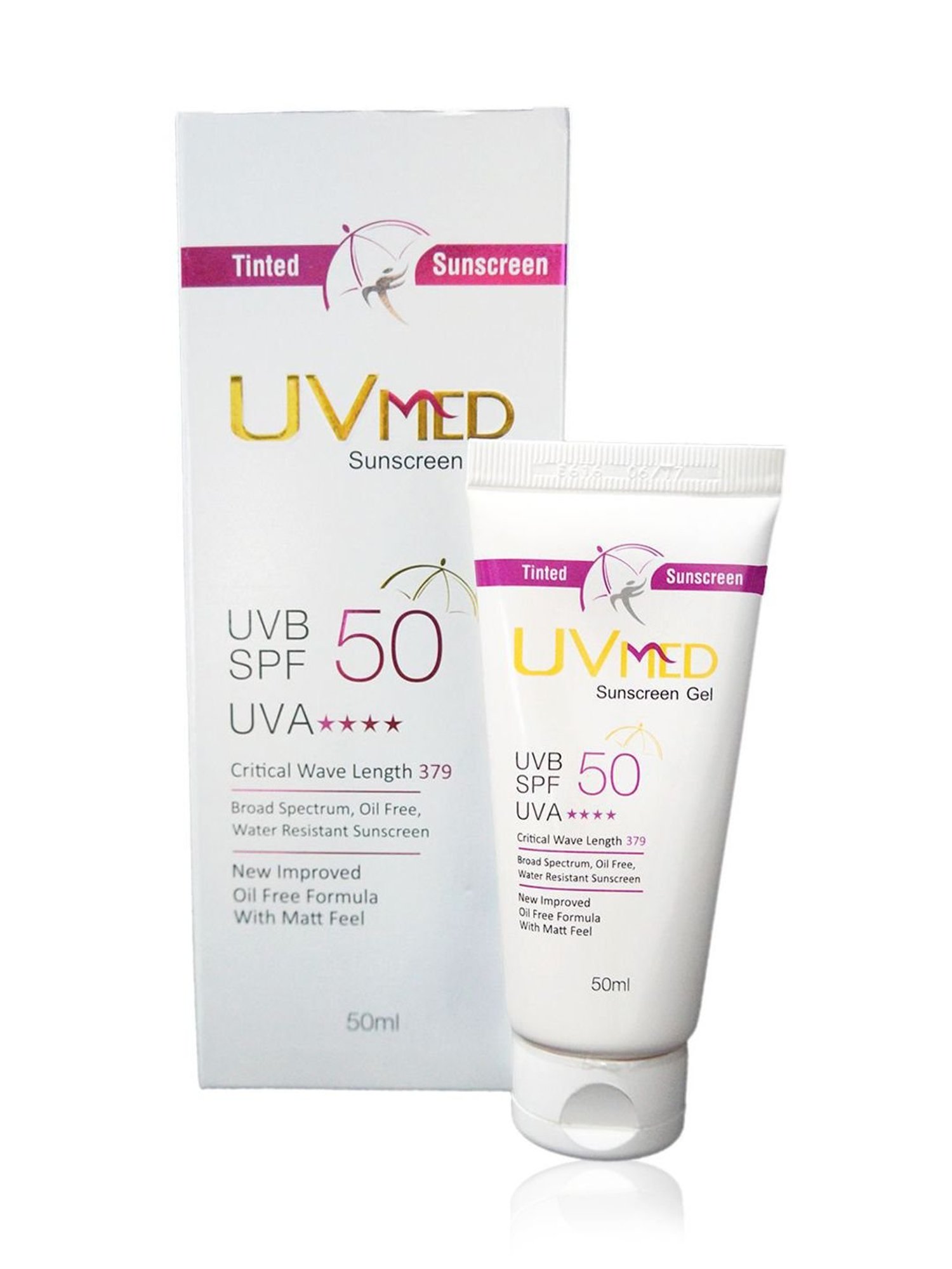 Uvmed Tinted Sunscreen Cream SPF 50 PA+ - Pack of 2 (50 ml Each)