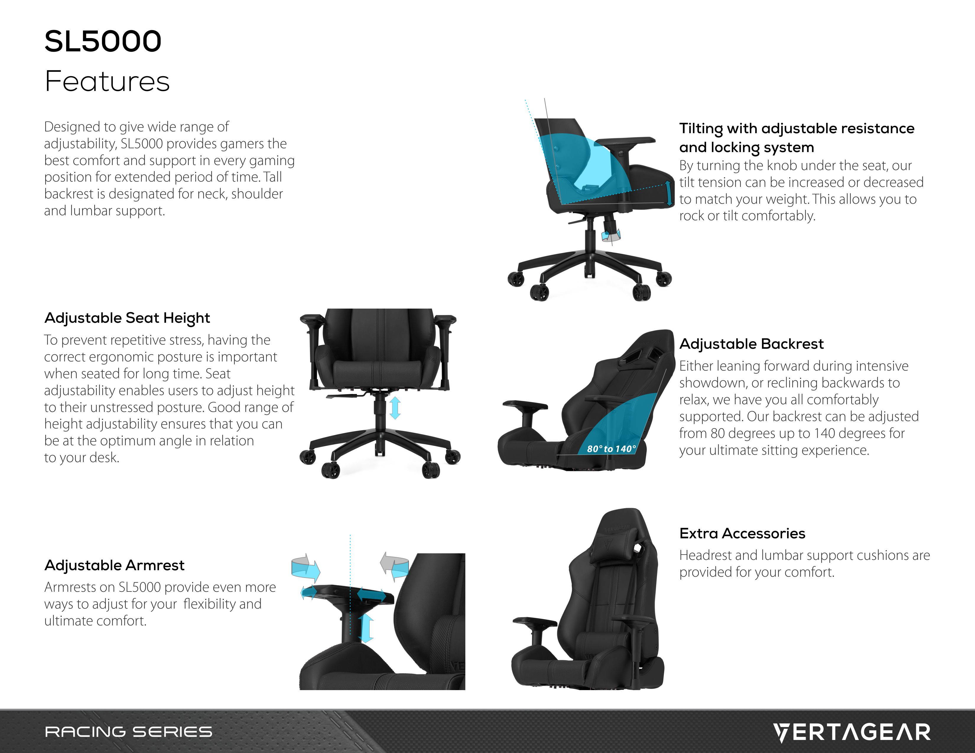 Vertagear VG-SL5000_BK S-Line SL5000 Gaming Chair