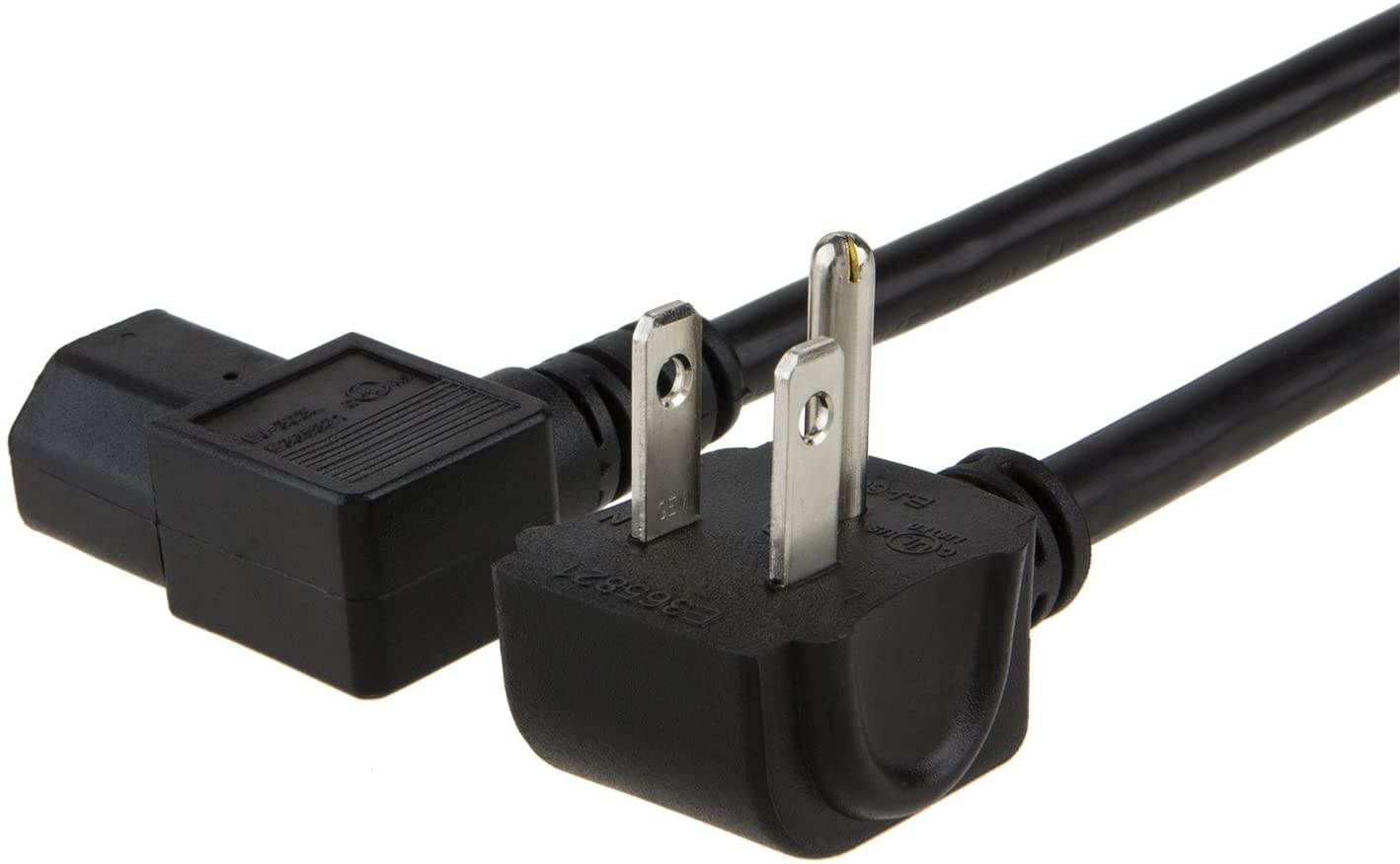 CableCreation 3 Feet 18 AWG Universal Power Cord for NEMA 5-15P Angle Type to IEC320 C13 Angle Type Cable, 0.915M / Black