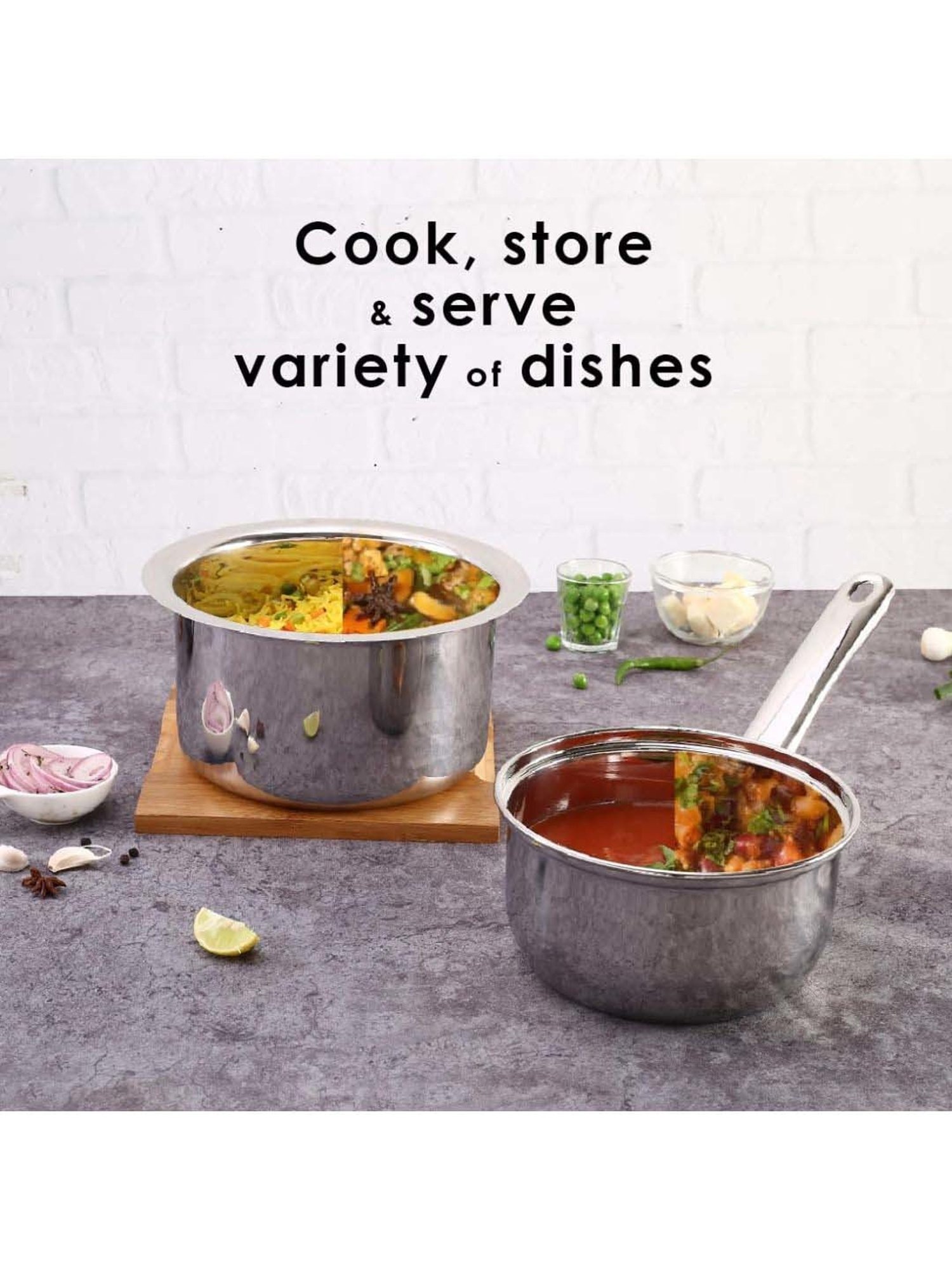 HAZEL Silver Induction Bottom Tope Stainless Steel Patila - 17.7 cm (2500 ml)